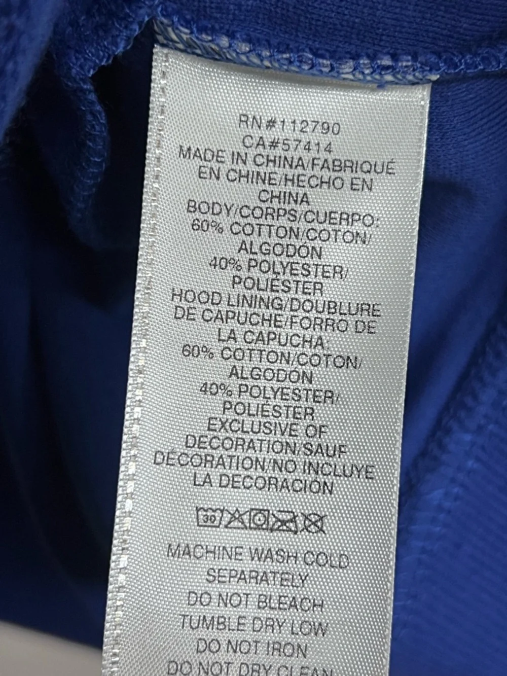 NWT True Religion Reverse Terry Blue‎ Zip-Up Hoodie with Embroidered Details 3X